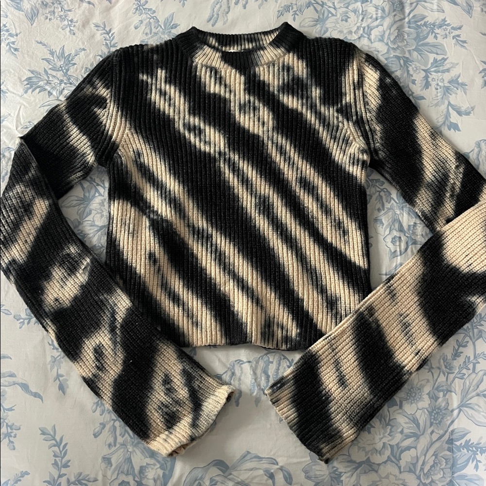 Princess Polly Black and Cream tie dye sweater